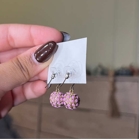 Handmade Pastel Pink Circle Gem Small Casual Cute Drop Earrings Jewelry Accessor - Picture 10 of 16